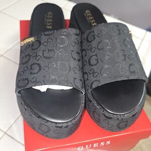 Guess Black Logo Slide Sandals